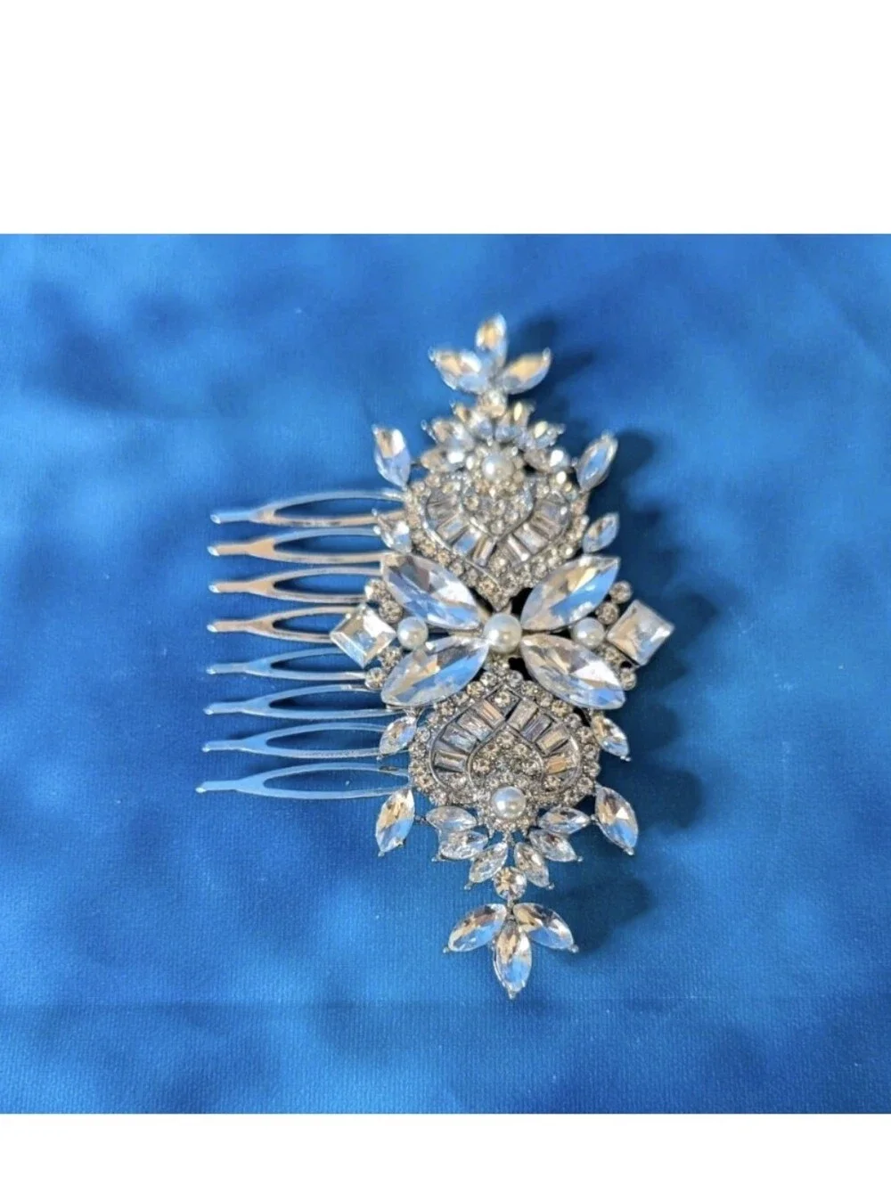 Silver Tone Crystal Design Hair Comb Accessory Wedding Formal Cosplay OSFM NIB